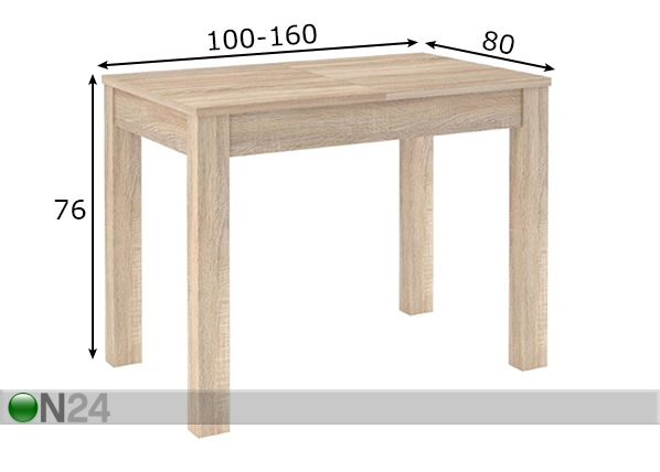 Удлиняющийся обеденный стол 80x100-160 cm размеры