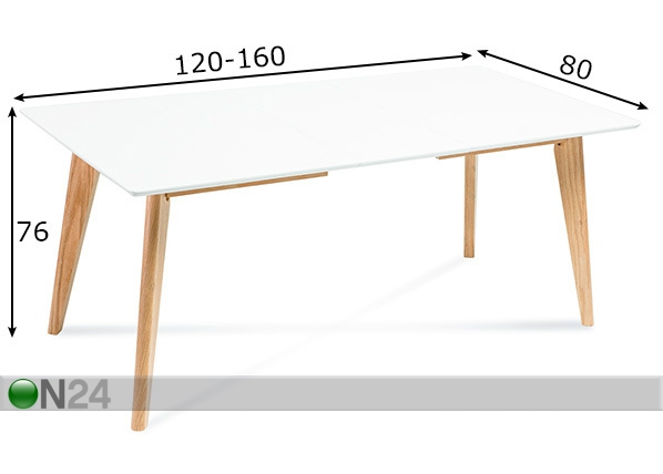 Удлиняющийся обеденный стол 80x120-160 cm размеры