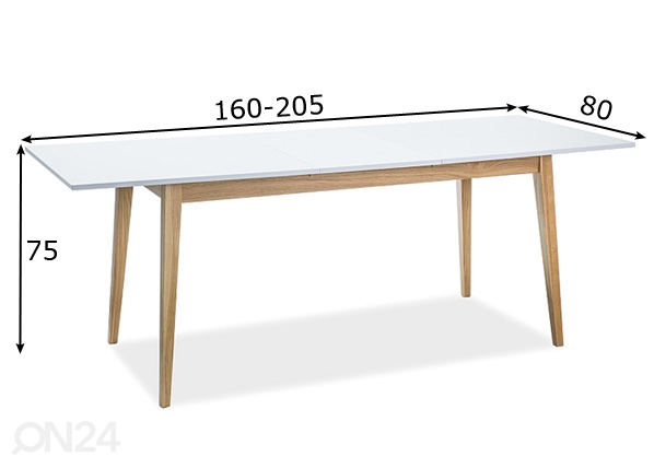 Удлиняющийся обеденный стол 80x160-205 cm размеры
