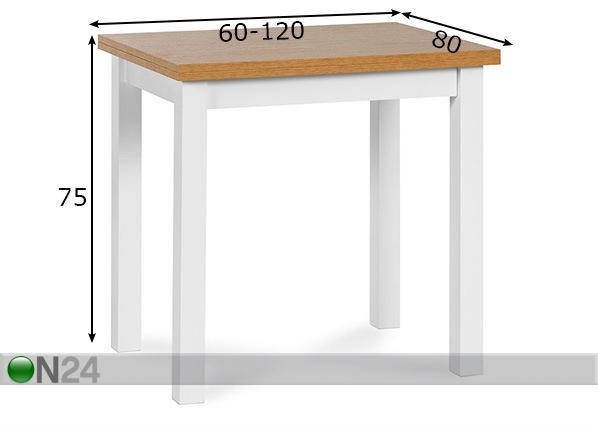 Удлиняющийся обеденный стол 80x60-120 cm размеры