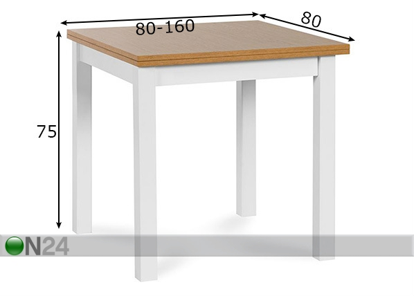 Удлиняющийся обеденный стол 80x80-160 cm размеры
