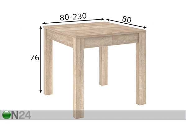 Удлиняющийся обеденный стол 80x80-230 cm размеры