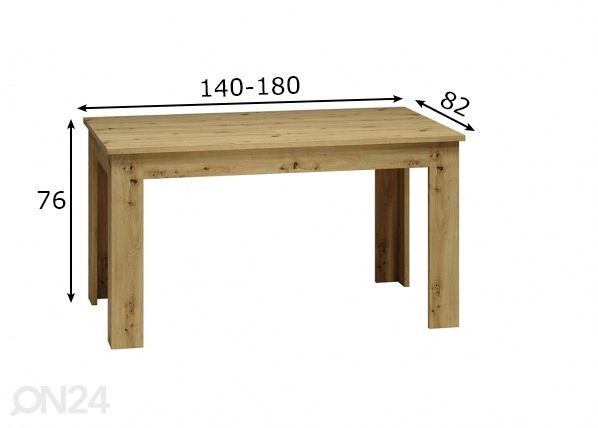 Удлиняющийся обеденный стол 82x140-180 cm размеры