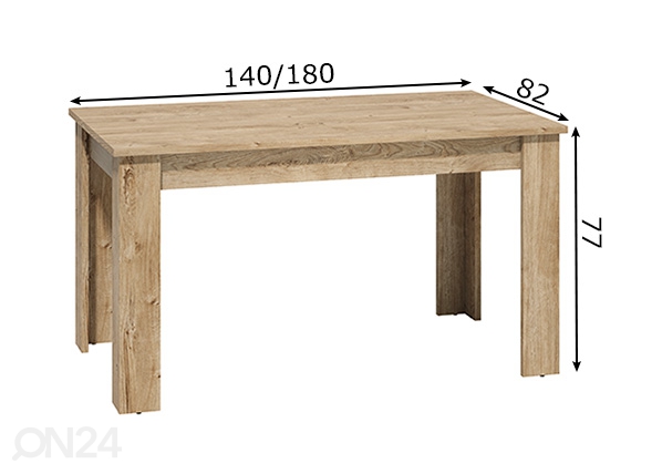 Удлиняющийся обеденный стол 82x140-180 cm размеры