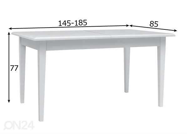 Удлиняющийся обеденный стол 85x145-185 cm размеры