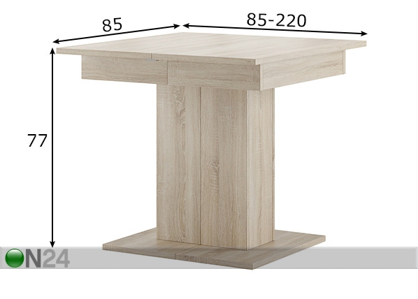 Удлиняющийся обеденный стол 85x85-220 cm размеры