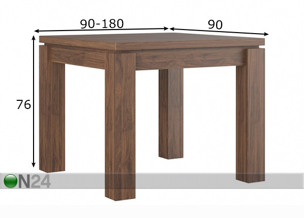 Удлиняющийся обеденный стол 90-180x90 cm размеры