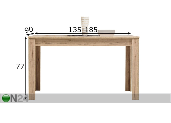 Удлиняющийся обеденный стол 90x135-185 cm размеры