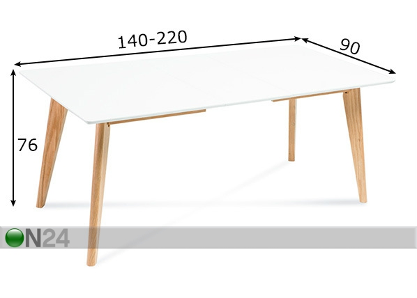 Удлиняющийся обеденный стол 90x140-220 cm размеры