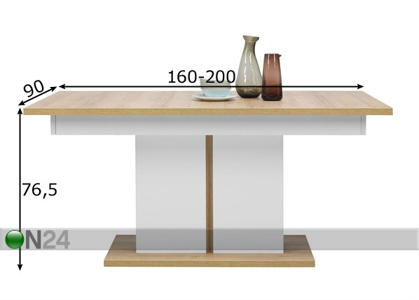 Удлиняющийся обеденный стол 90x160-200 cm размеры