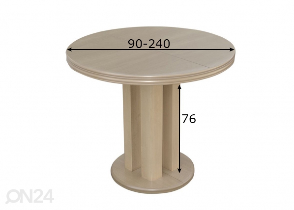 Удлиняющийся обеденный стол 90x90-240 cm размеры