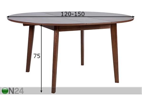 Удлиняющийся обеденный стол Adele Ø 120-150 см размеры