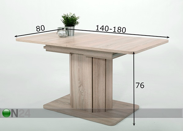 Удлиняющийся обеденный стол Alba I 80x140-180 cm размеры