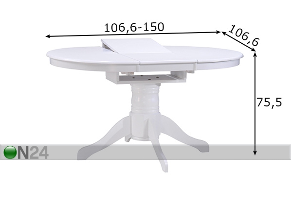 Удлиняющийся обеденный стол Albany 106-150x106 cm размеры