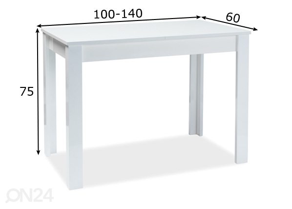 Удлиняющийся обеденный стол Albert 60x100-140 cm размеры