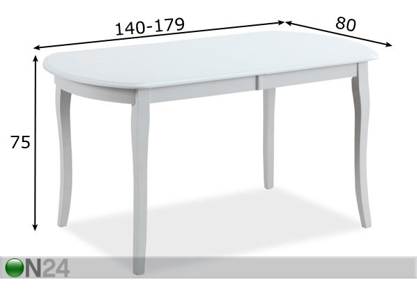 Удлиняющийся обеденный стол Alicante 80x140-179 cm размеры