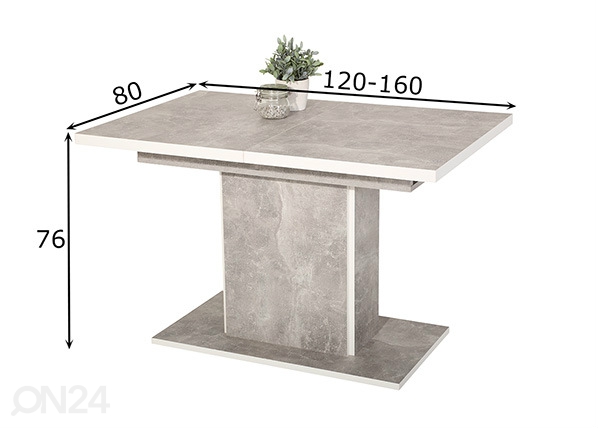 Удлиняющийся обеденный стол Alice 80x120-160 cm размеры