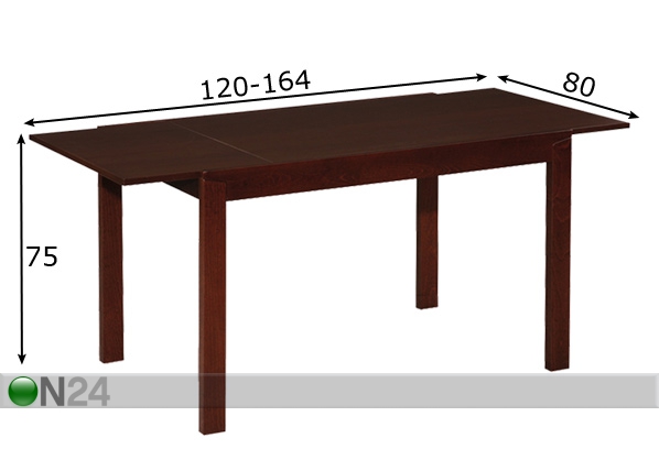 Удлиняющийся обеденный стол Apollo 80x120-164 cm размеры