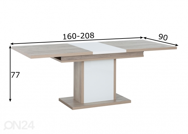 Удлиняющийся обеденный стол Aston 160-208x90 cm размеры