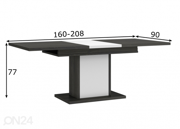 Удлиняющийся обеденный стол Aston 160-208x90 cm размеры