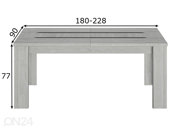 Удлиняющийся обеденный стол Atalante 180-228x90 cm размеры