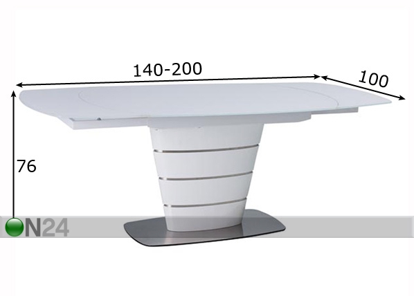 Удлиняющийся обеденный стол Aurelio 100x140-200 cm размеры