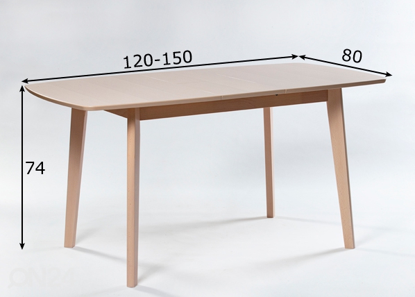 Удлиняющийся обеденный стол Bari 80x120-150 cm, белый бук размеры