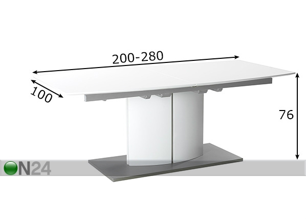 Удлиняющийся обеденный стол Base 200-280x100 cm размеры