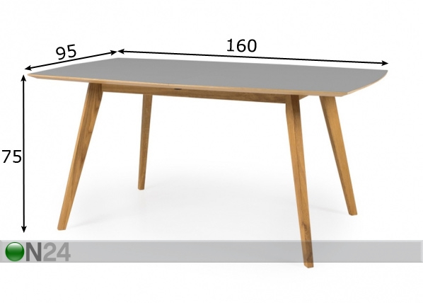Удлиняющийся обеденный стол Bess 160-205x95 cm размеры