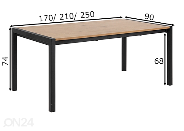 Удлиняющийся обеденный стол Bicca 170/210/250x90 cm размеры