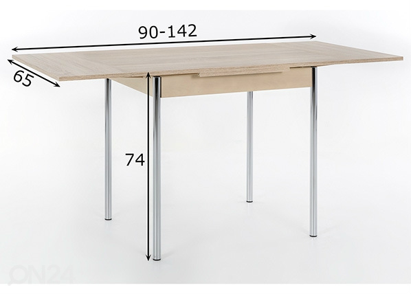 Удлиняющийся обеденный стол Bonn 90-142x65 cm размеры