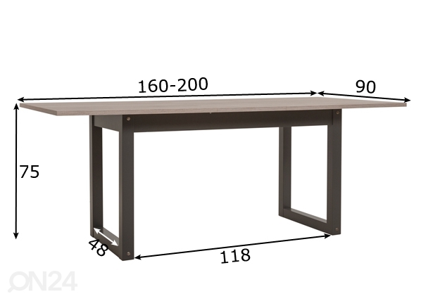 Удлиняющийся обеденный стол Broolkyn 160-200x90 cm размеры