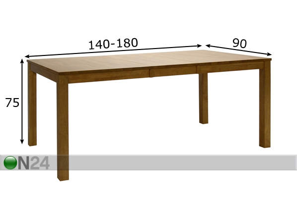 Удлиняющийся обеденный стол Cairo 90x140+40 см размеры
