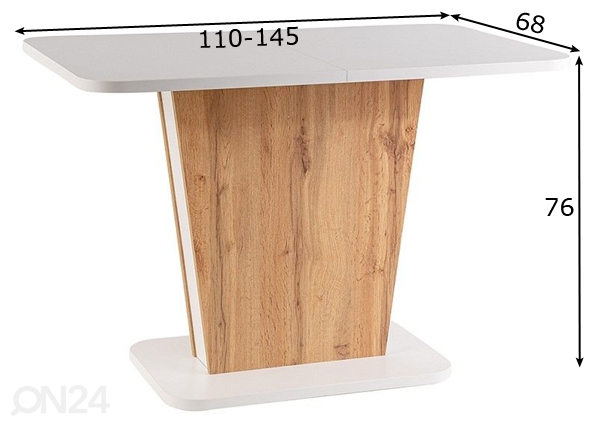 Удлиняющийся обеденный стол Cally 110-145x68 cm размеры