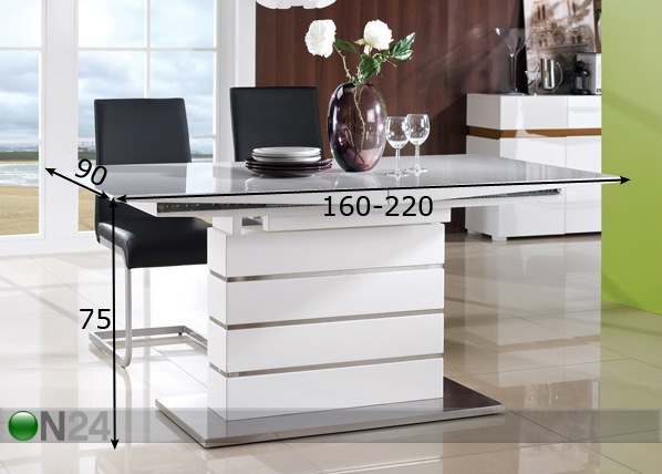 Удлиняющийся обеденный стол Canberra 160-220x90 cm размеры
