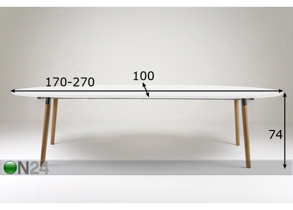 Удлиняющийся обеденный стол Cascade 100x170-270 cm размеры