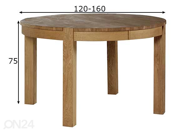Удлиняющийся обеденный стол Chicago New Ø 120-160 см размеры