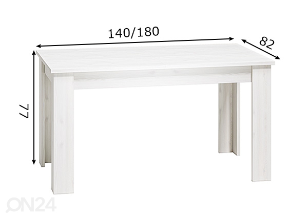 Удлиняющийся обеденный стол Claire 82x140-180 cm размеры