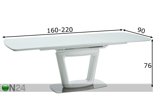 Удлиняющийся обеденный стол Claudio II 160-220x90 cm размеры