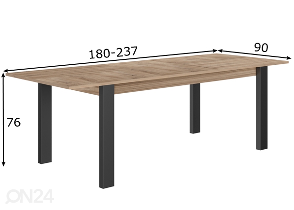 Удлиняющийся обеденный стол Clay 180/237x90 cm размеры