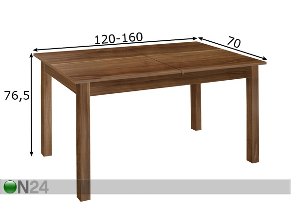 Удлиняющийся обеденный стол Coburg 70x120-160cm размеры