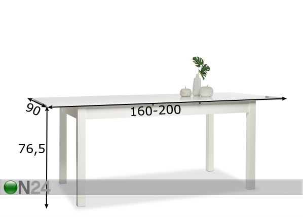 Удлиняющийся обеденный стол Coburg 90x160-200 cm размеры