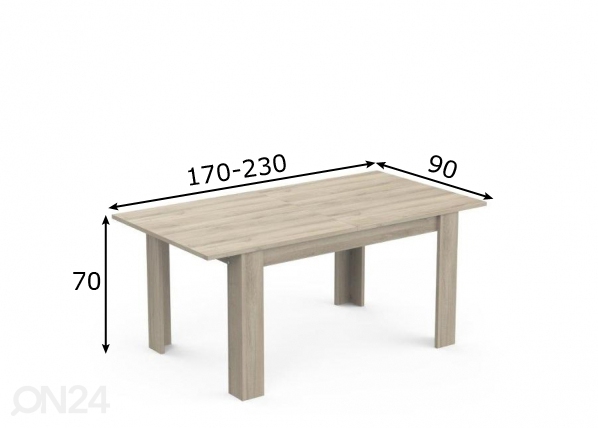Удлиняющийся обеденный стол Cottage 170/230x90 cm размеры