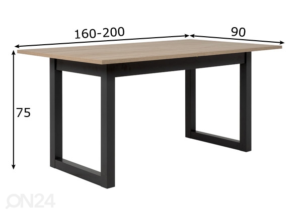 Удлиняющийся обеденный стол Denver 160-200x90 cm размеры