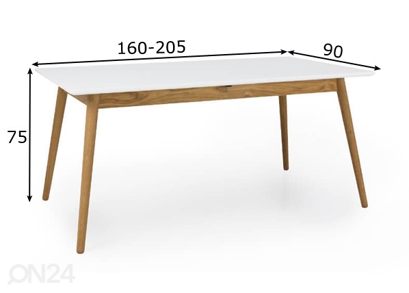 Удлиняющийся обеденный стол Dot 160-205x90 cm размеры