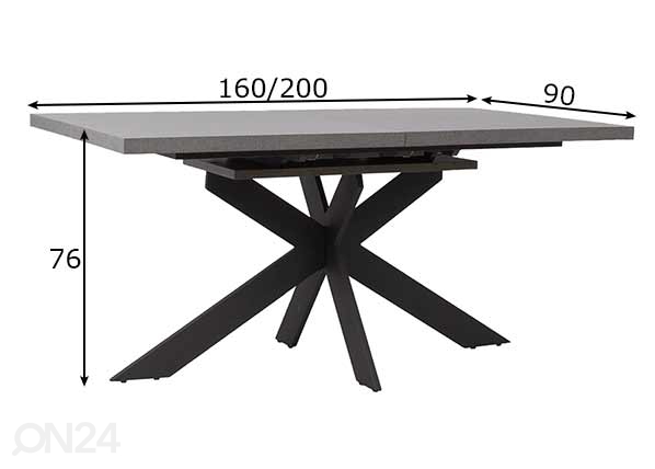 Удлиняющийся обеденный стол Eddy 90x160-200 см размеры