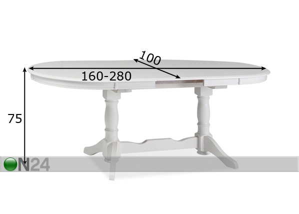 Удлиняющийся обеденный стол Europa 100x160-280 cm размеры