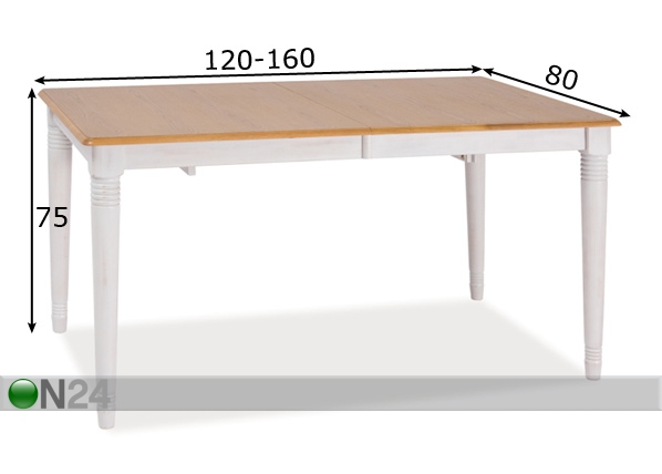 Удлиняющийся обеденный стол Fado II 80x120-160 cm размеры
