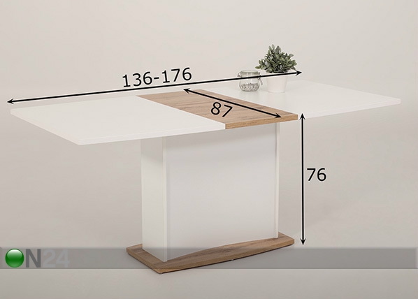 Удлиняющийся обеденный стол Felice 87x136/176 cm размеры