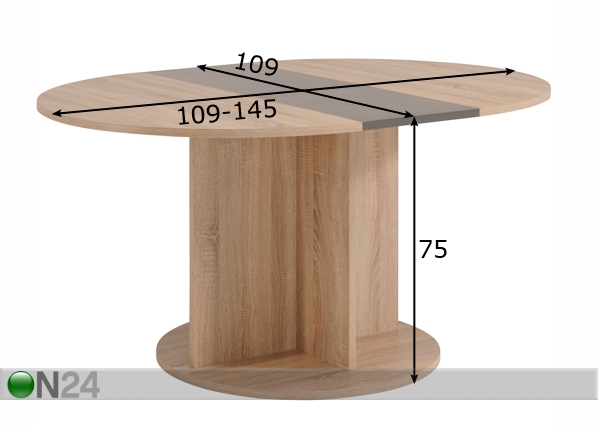 Удлиняющийся обеденный стол Fumay 109-145x109 cm размеры